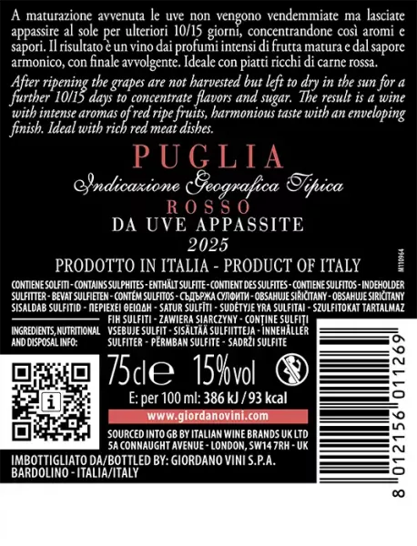 Rosso Puglia IGT Appassimento 750ml