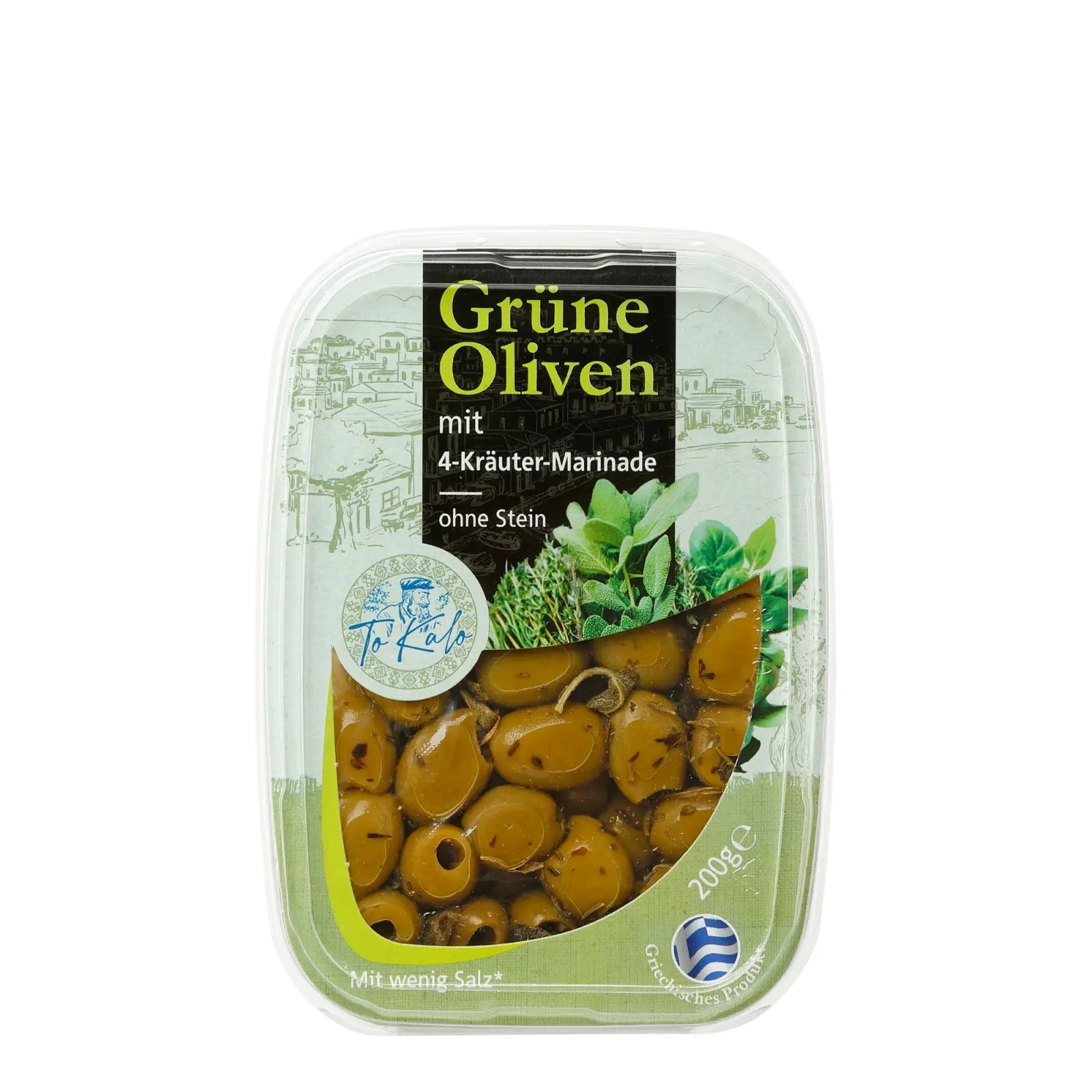 Grüne Oliven mit 4 Kräutern 200g